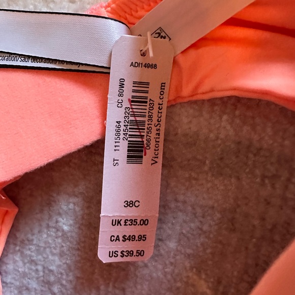 Victorias Secret Coral 38C Bra - NEW - Picture 2 of 4